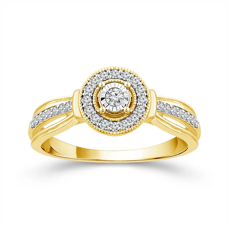 men’s wedding rings with sapphires for engagement rings with diamonds-10K Yellow Gold Round Diamond Engagement Ring