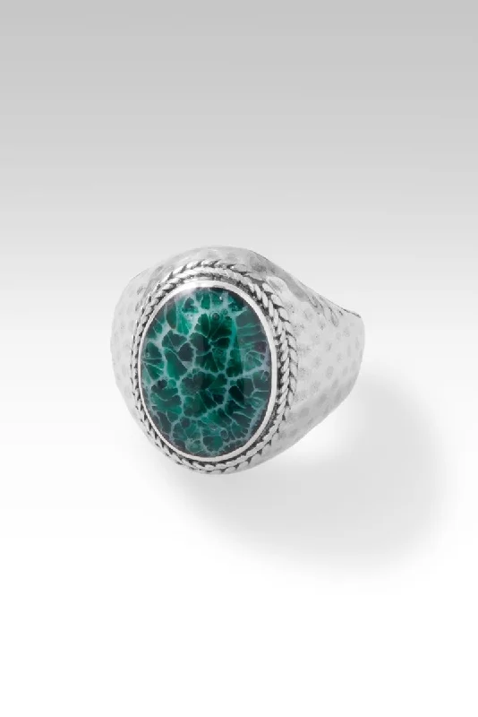 women’s rings with sapphires and rubies for wedding bands-Light of My Presence Ring™ in Forest Green Indonesian Coral