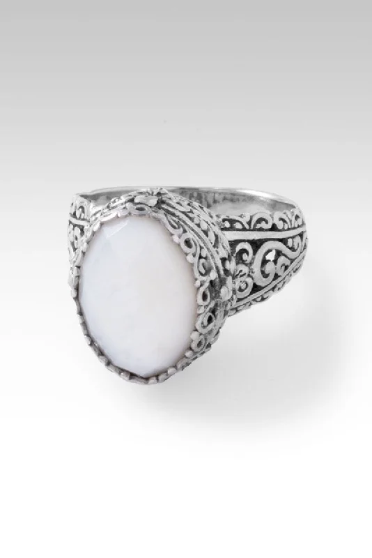 platinum rings with sapphires for engagement for women-Live in Harmony Ring™ in White Mother of Pearl