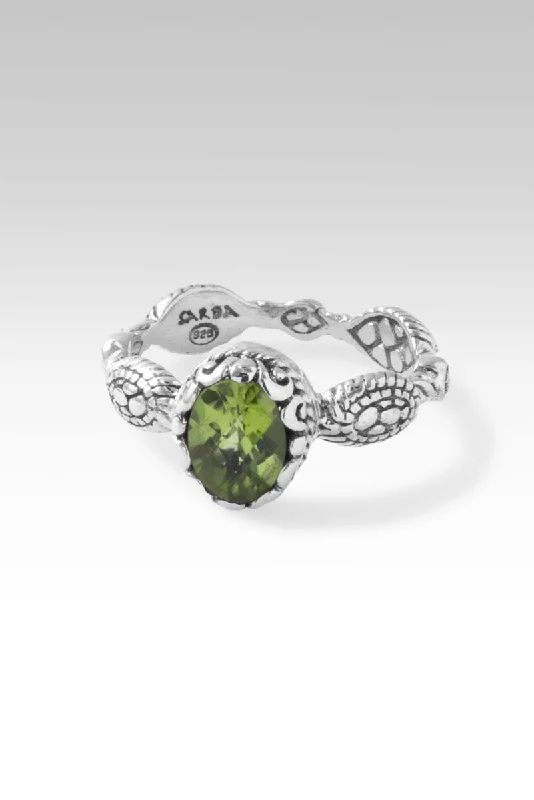 women’s custom-made engagement rings with sapphires and rubies for men-Live in Peace Ring™ in Peridot