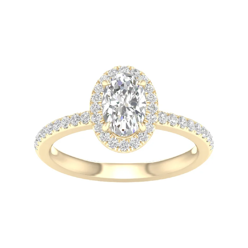 men’s platinum wedding rings with diamonds and sapphires for engagement-14K Yellow Gold Lab Grown Oval Halo Diamond Engagement Ring