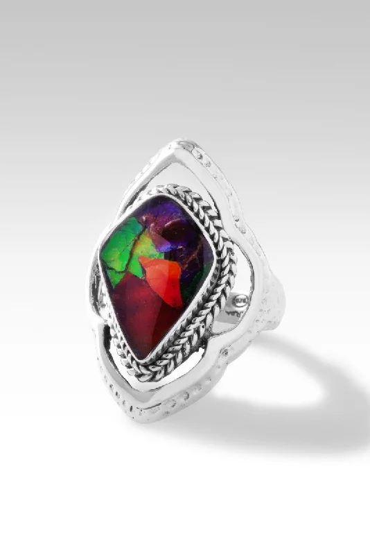 platinum rings with sapphires for engagement for men-Rejoice In Hope Ring™ in Ammolite Triplet