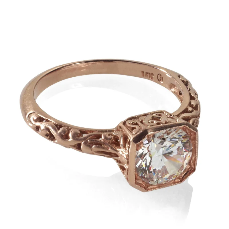 women’s engagement rings with diamonds for custom wedding bands-Rose Gold Antique Engagement Ring