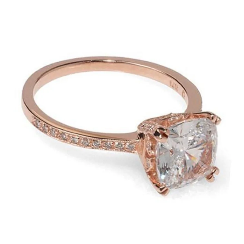 vintage platinum wedding rings with diamonds for engagement-Rose Gold Engagement Ring