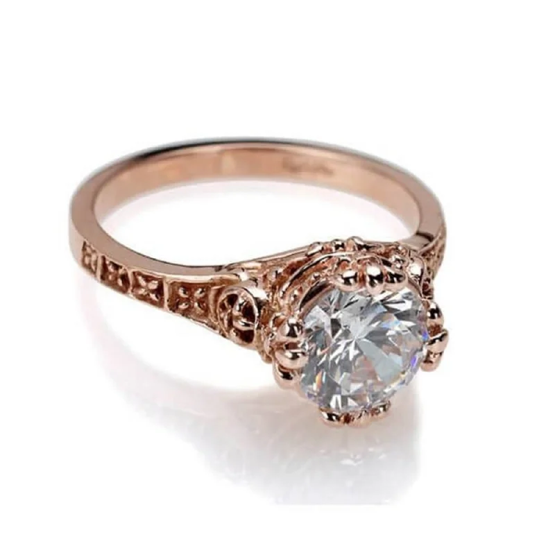 custom rings for men with diamonds and sapphires for wedding bands-Rose Gold Gothic Engagement Ring