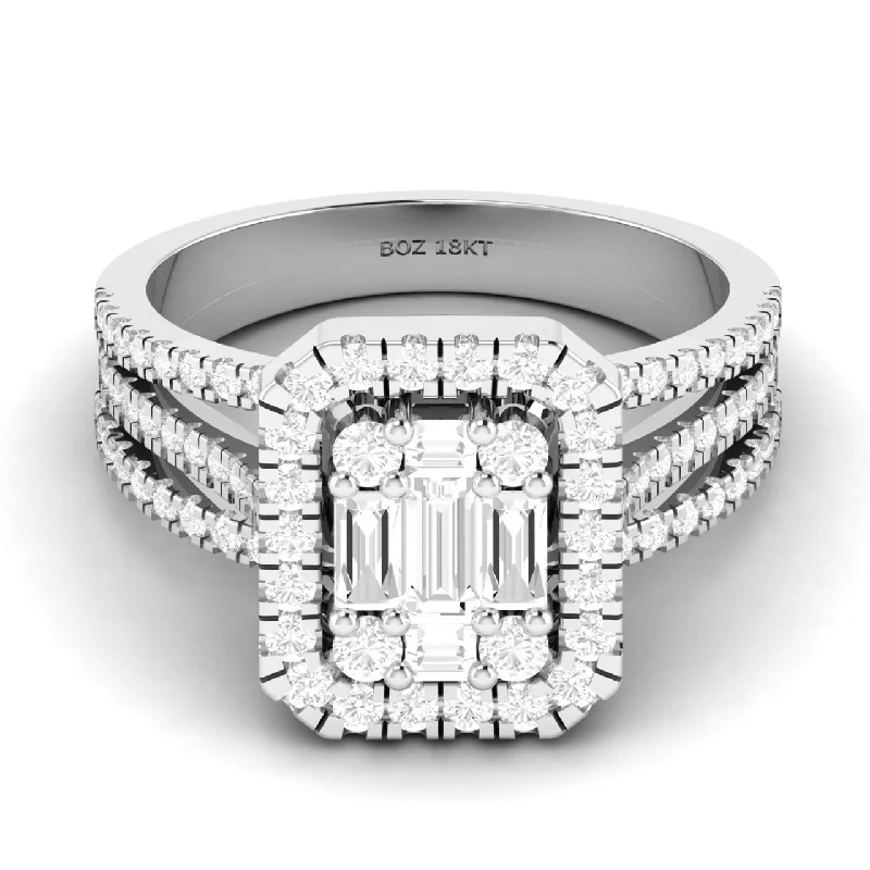 custom-made wedding rings with diamonds for women’s engagement-Royal Lovely Emerald Cut Moissanite Engagement Ring in 925 Sterling Silver