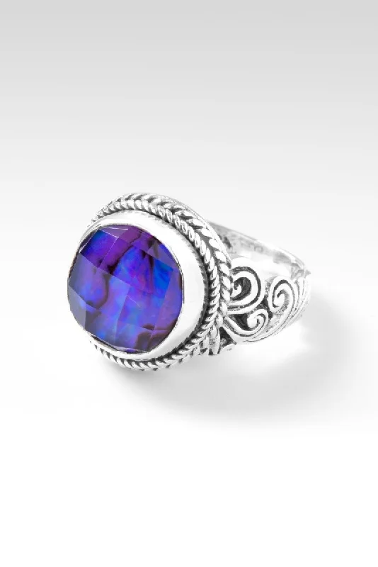 men’s wedding bands with sapphires for custom engagement rings-Regal Devotion Ring™ in Royal Purple Abalone Quartz Triplet