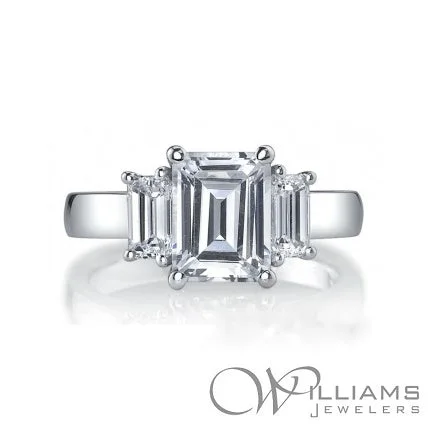 custom wedding bands for women with diamonds and sapphires-Williams Signature Plat Diamond Engagement Ring