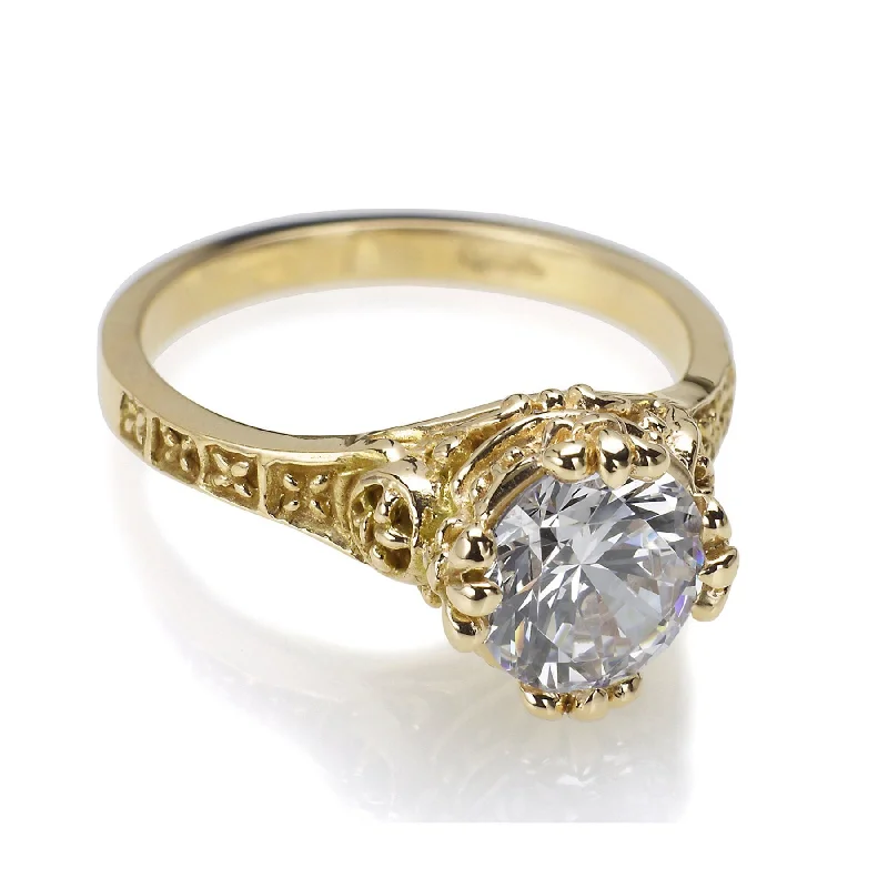 vintage wedding rings for men with sapphires for engagement-Yellow Gold Gothic Engagement Ring