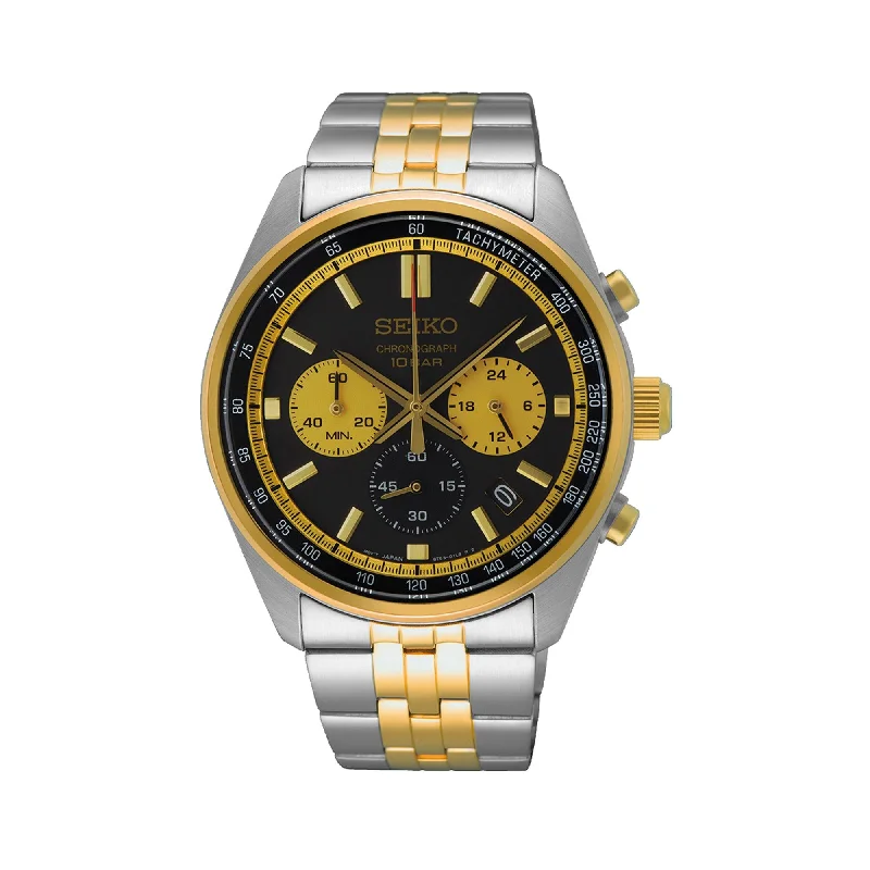 men's watches with advanced chronograph features and minimal designs -Seiko Conceptual & Regular 41.50mm Quartz Chronograph Stainless Steel & Yellow Gold Watch SSB430P