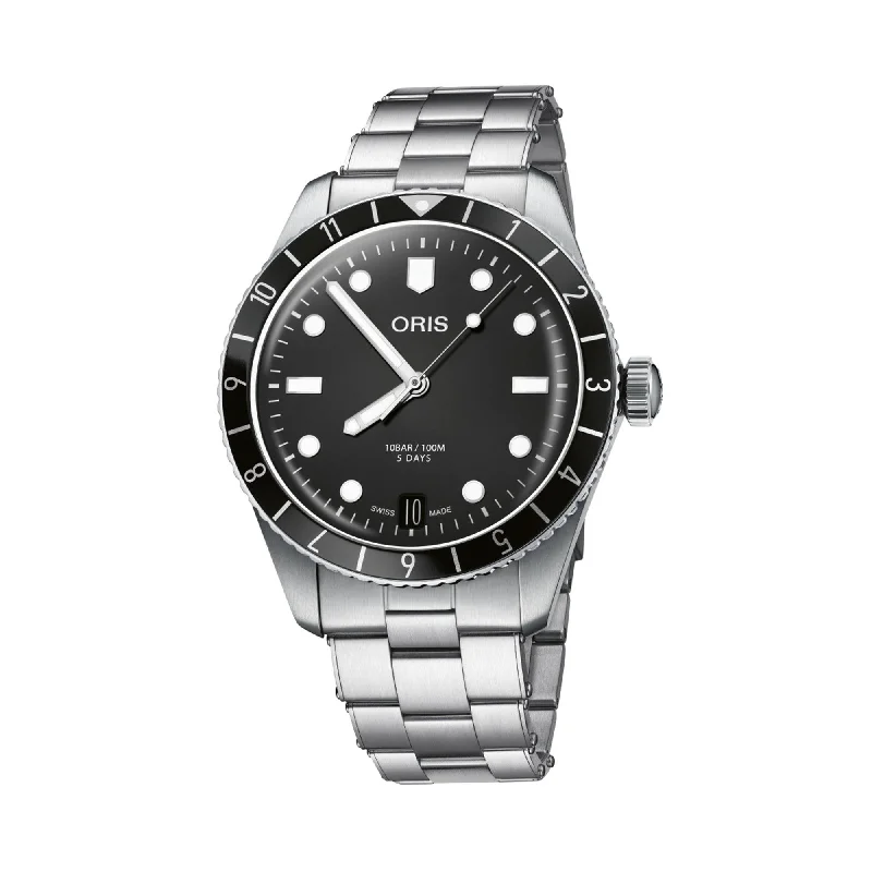 watches for women with classic metal bands and elegant face designs -Oris Divers Sixty-Five 12H Calibre 40mm Cal.400 Automatic Watch 400 400 7772 4054MB