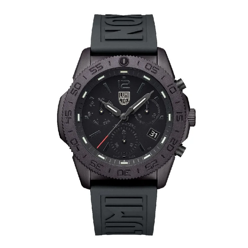 men's watches with multi-functional faces and water-resistant features -Luminox Pacific Blackout 44mm Quartz Chronograph Watch XS.3141.BO