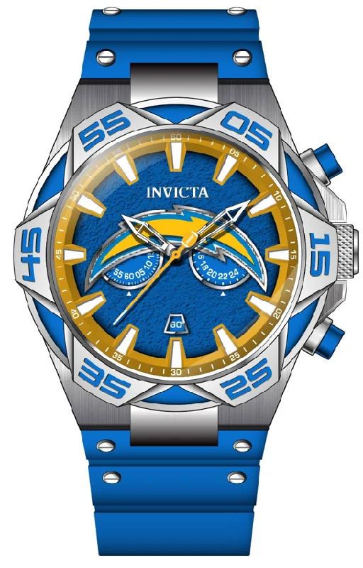 men’s watches with interchangeable leather bands and digital chronograph features -Band For Invicta NFL 41773