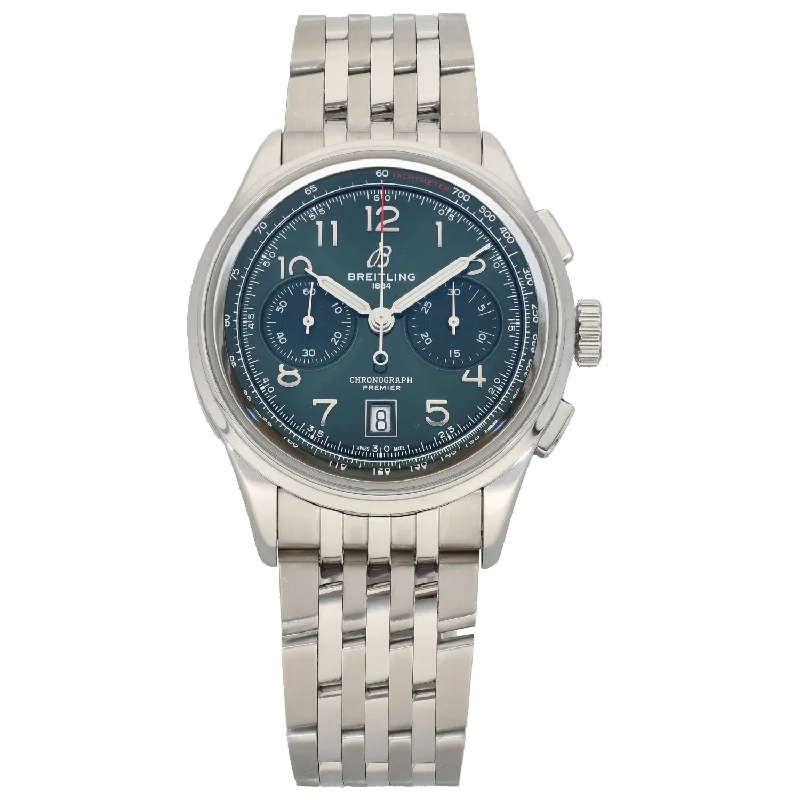 men’s watches with solar-powered movement and sleek, modern designs -Breitling Premier AB0145 42mm Stainless Steel Watch