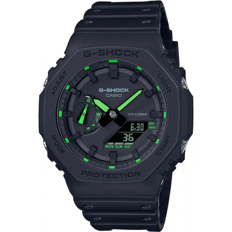 watches for men with smart features and interchangeable leather bands -Casio G-Shock Analog-Digital Green Neon Accent Watch