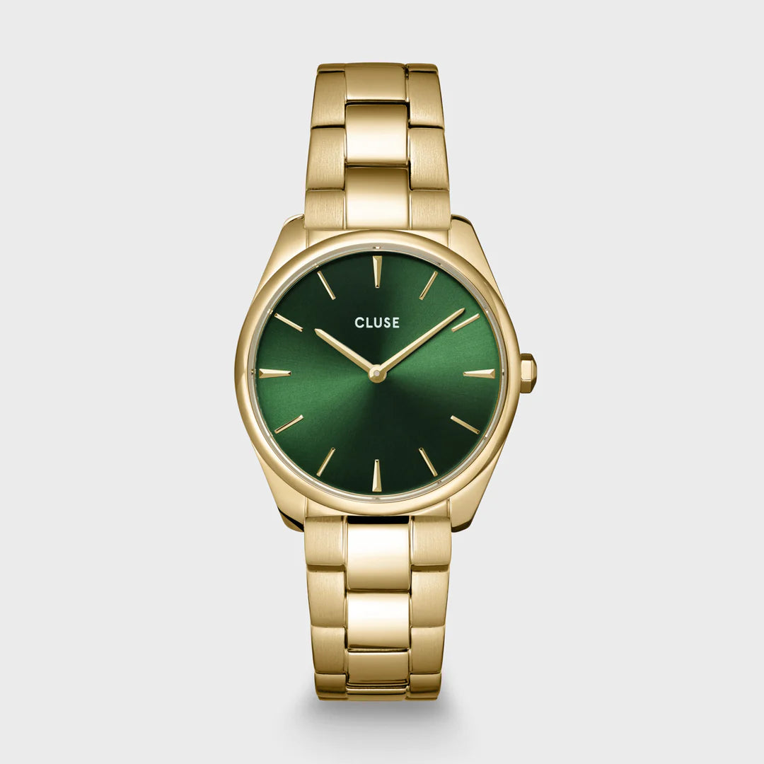 luxury watches for men with unique designs and advanced functions -Cluse Féroce Petite Watch Steel Green, Gold Colour