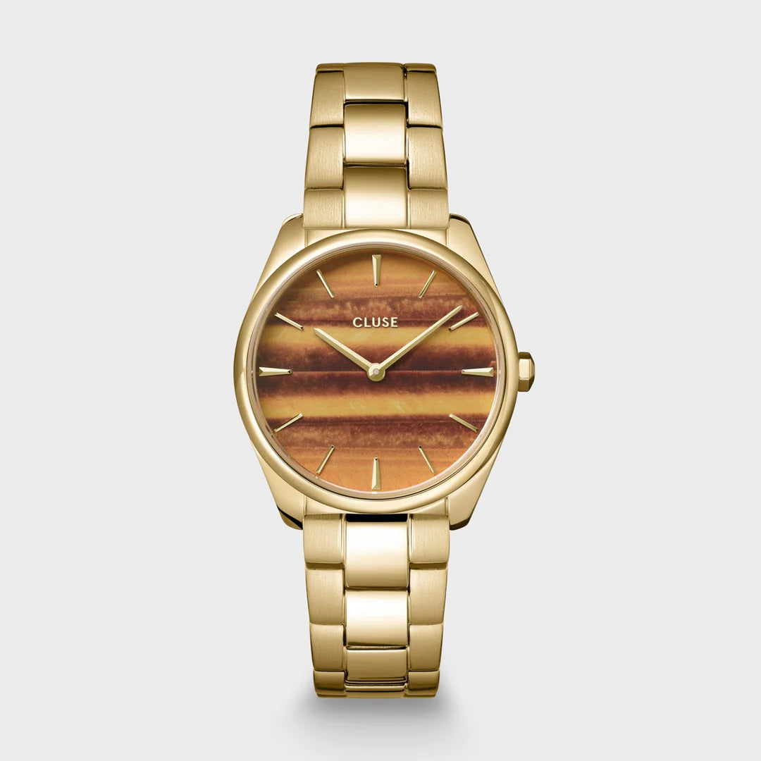 men’s watches with digital features and advanced heart rate tracking -Cluse Féroce Petite Watch Steel Tiger's Eye, Gold Colour