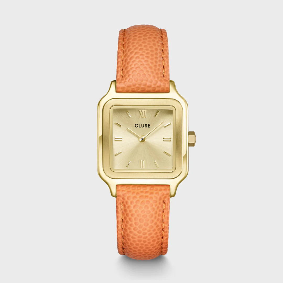 watches for men with interchangeable straps and sleek, modern designs -Cluse Gracieuse Petite Watch Leather, Apricot Lizard, Gold Colour