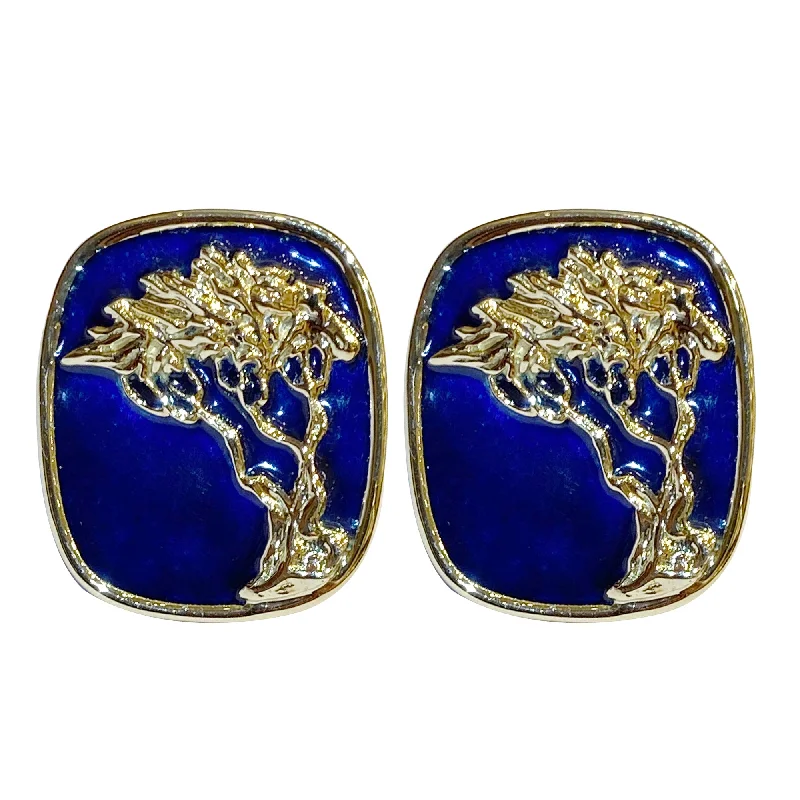 women’s rings with sapphires and rubies for custom wedding bands-Cufflinks - 18k Gold with Blue Enamel