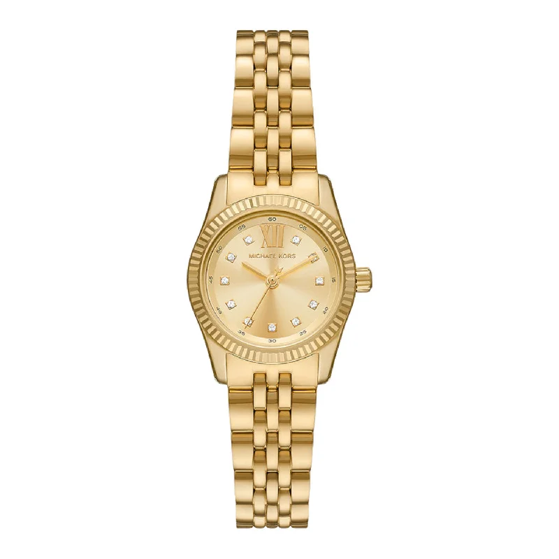 stylish watches for women with multi-functional dials and interchangeable bands -Michael Kors - Gold-Tone Petite Lexington Watch