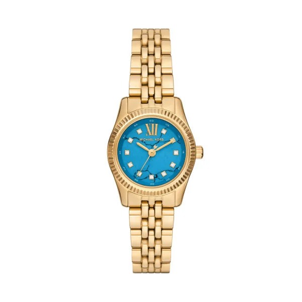 sport watches for women with built-in GPS and fitness tracking -Michael Kors Petite Lexington Pavé Gold-Tone Watch