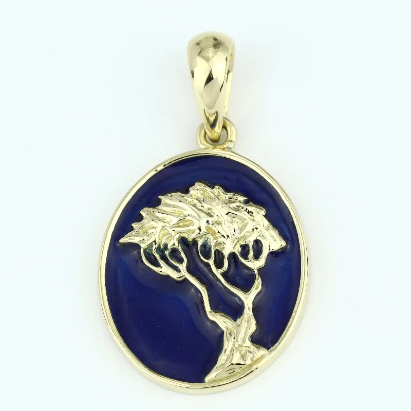 platinum wedding bands for men with sapphires and rubies for engagement-Pendant - 18k Gold With Blue Enamel