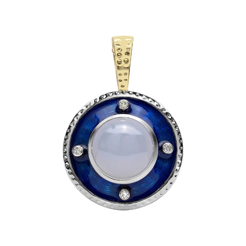 vintage rings with diamonds and sapphires for engagement-Pendant - Chalcedony And Diamond (enamel)