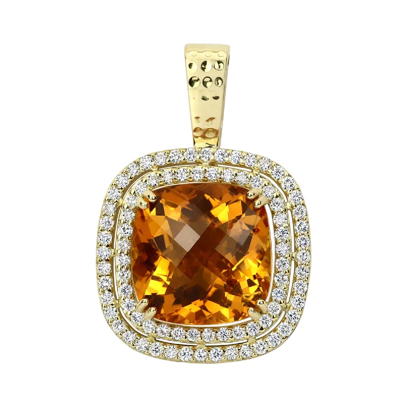 men’s wedding rings with sapphires and rubies for engagement rings-Pendant - Citrine And Diamond (2284B)