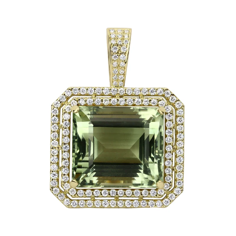 vintage engagement rings with sapphires for men with diamonds-Pendant - Green Quartz And Diamond (2284E)