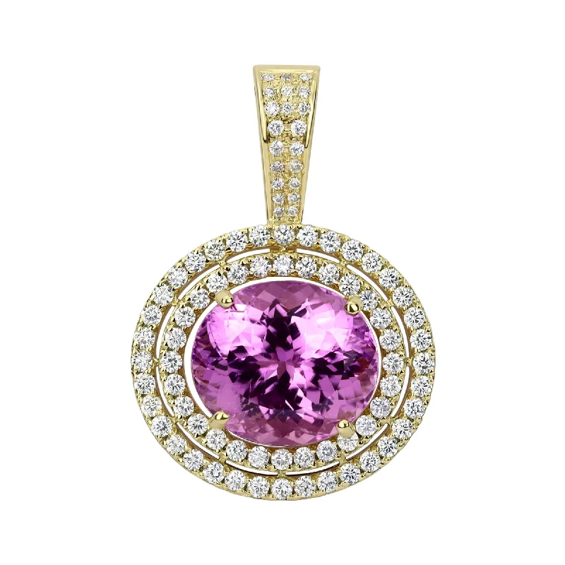 women’s wedding rings with sapphires and rubies for wedding bands-Pendant - Kunzite And Diamond (2284J)