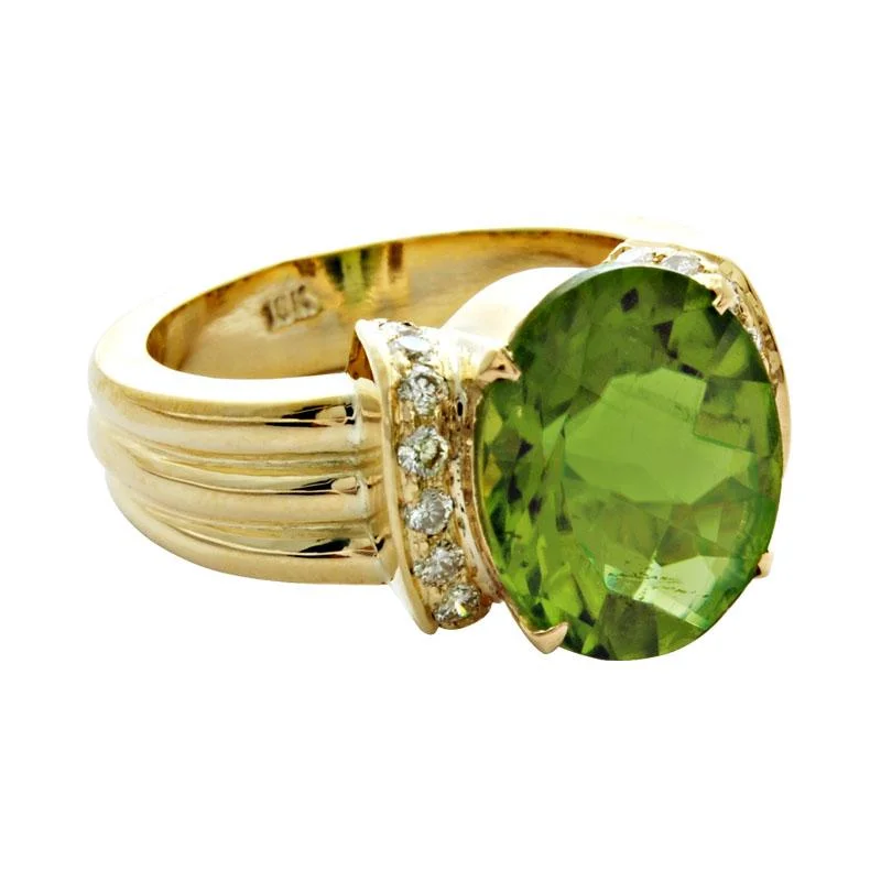 custom wedding bands with sapphires and diamonds for women’s engagement-Repair - Ring - Peridot and Diamond in 18k gold (1571-K)