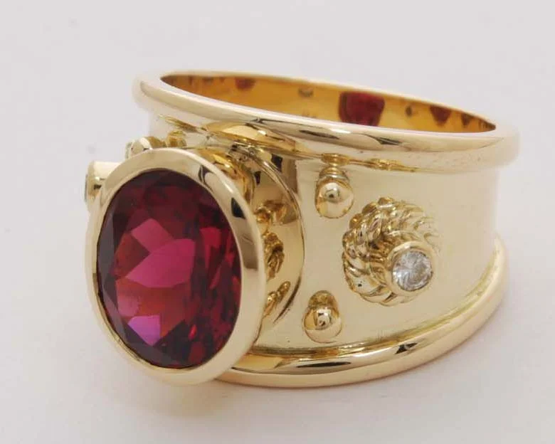 men’s platinum wedding rings with sapphires for women’s engagement-Repair - Ring - Rubellite and Diamond (1790N)