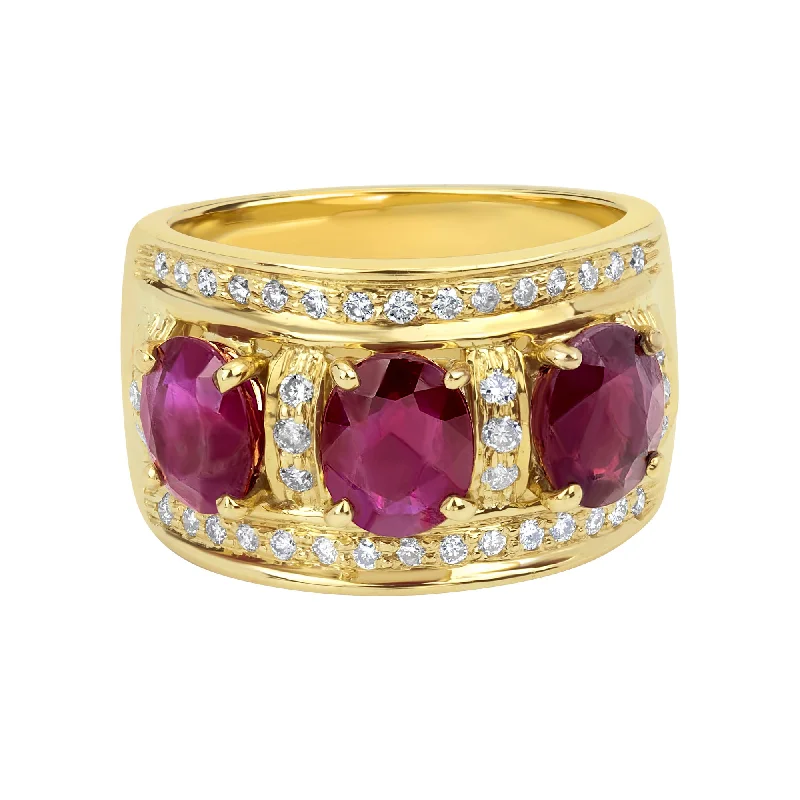 custom wedding bands for women with sapphires and diamonds-Repair - Ring - Ruby and Diamond (2238B)