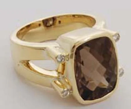 women’s engagement rings with diamonds and sapphires for wedding bands-Repair - Ring - Smokey Quartz and Diamond (1459H)