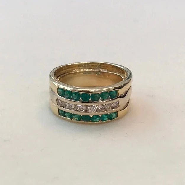 custom-made engagement rings with sapphires and rubies for men-Repair - Ring - Emerald and Diamond