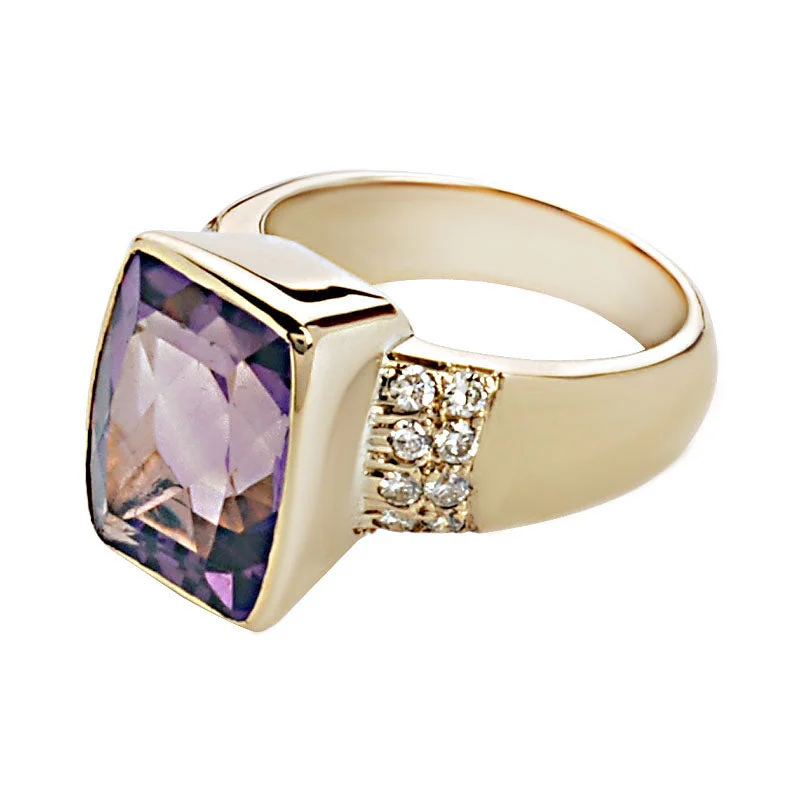 vintage engagement rings for women with sapphires and rubies-Ring- Amethyst And Diamond (1395E)