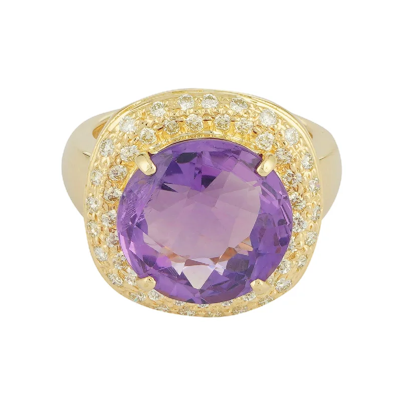 men’s rings with sapphires for wedding bands-Ring - Amethyst and Diamond (2222D)