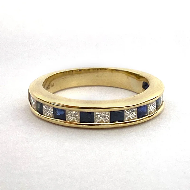 women’s rings with sapphires for custom wedding bands for engagement-Ring - Blue Sapphire and Diamond in 18K Gold