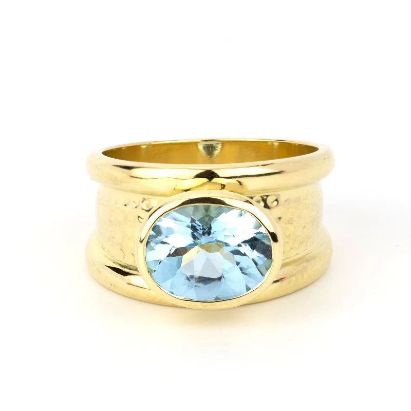 women’s rings with sapphires and rubies for wedding engagement-Ring - Blue Topaz