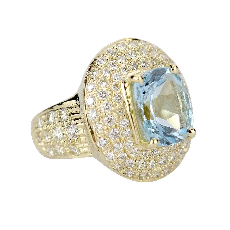 custom wedding bands for women with diamonds and sapphires-Ring - Blue Topaz And Diamond