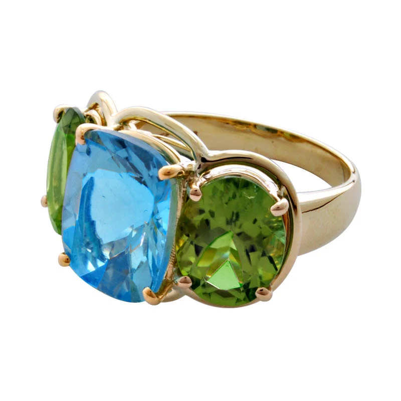 women’s wedding rings with rubies and sapphires for men’s wedding-Ring-Blue Topaz and Peridot