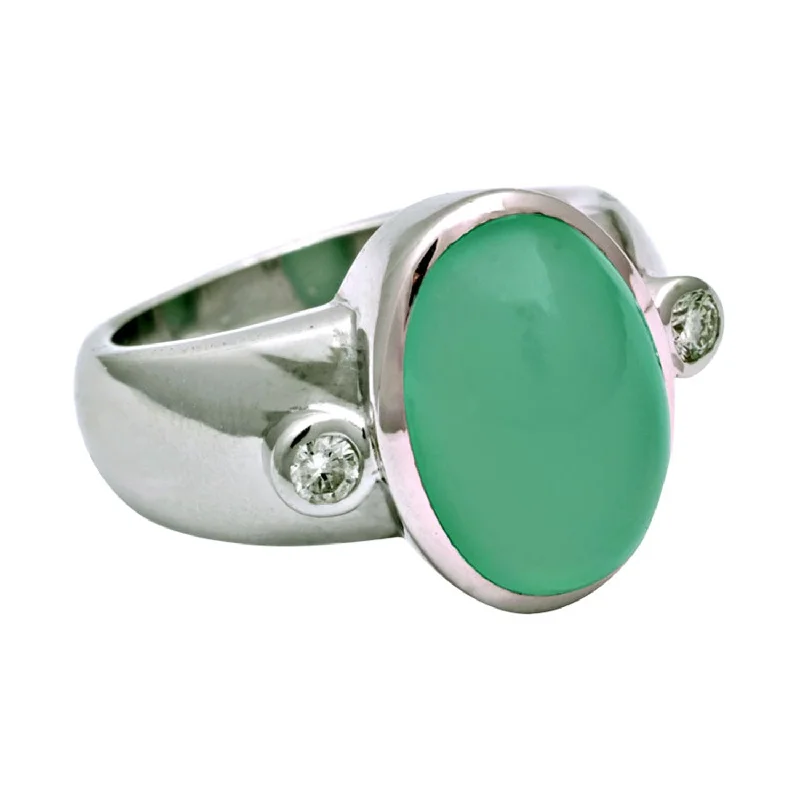 vintage wedding bands with diamonds and sapphires for men-Ring- Chrysoprase And Diamond