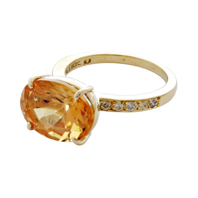 men’s rings with diamonds for wedding bands with sapphires-Ring- Citrine And Diamond (1877L)