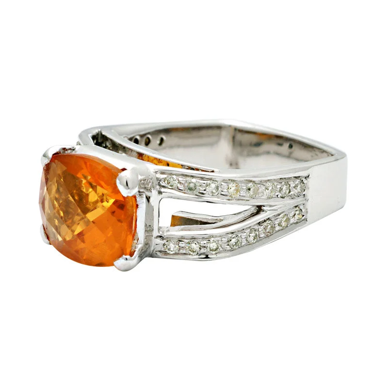 vintage engagement rings for women with sapphires for engagement-Ring- Citrine And Diamond