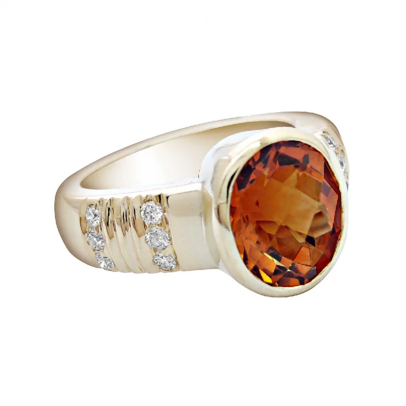 men’s wedding rings with sapphires and rubies for wedding rings-Ring- Citrine & Diamond (1754N)