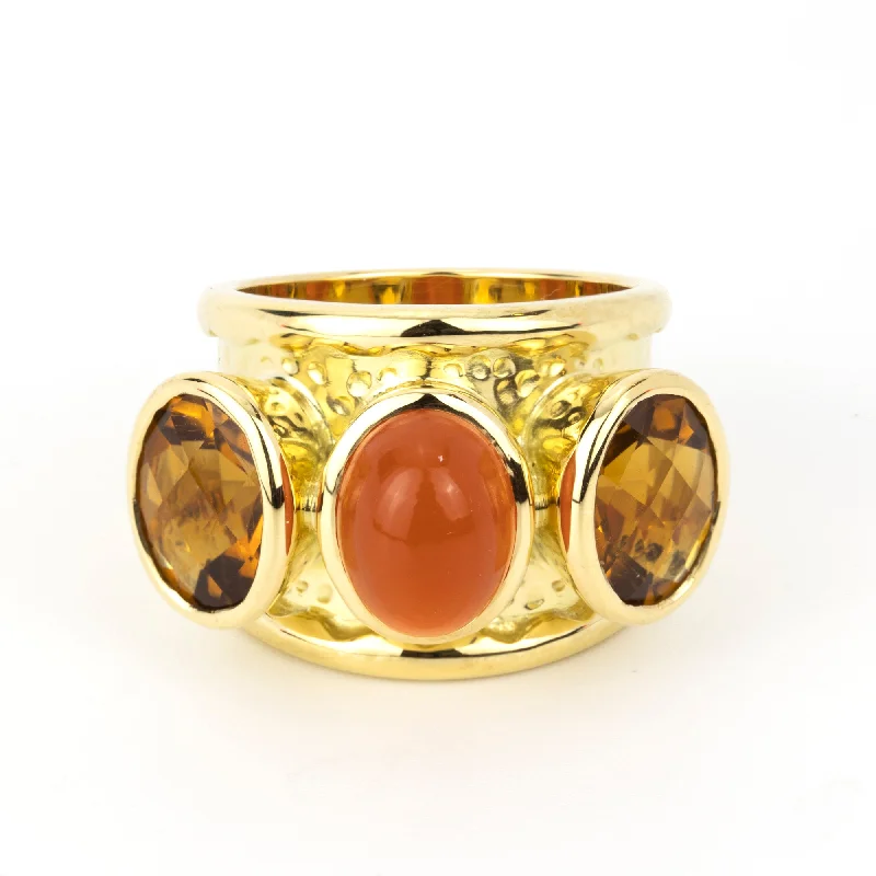 men’s rings with sapphires for engagement bands with diamonds-Ring - Cornelian And Citrine