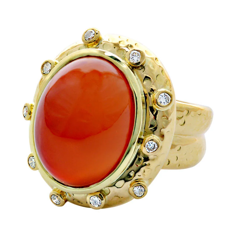 vintage rings with sapphires for women with diamonds-Ring-Cornelian and Diamond