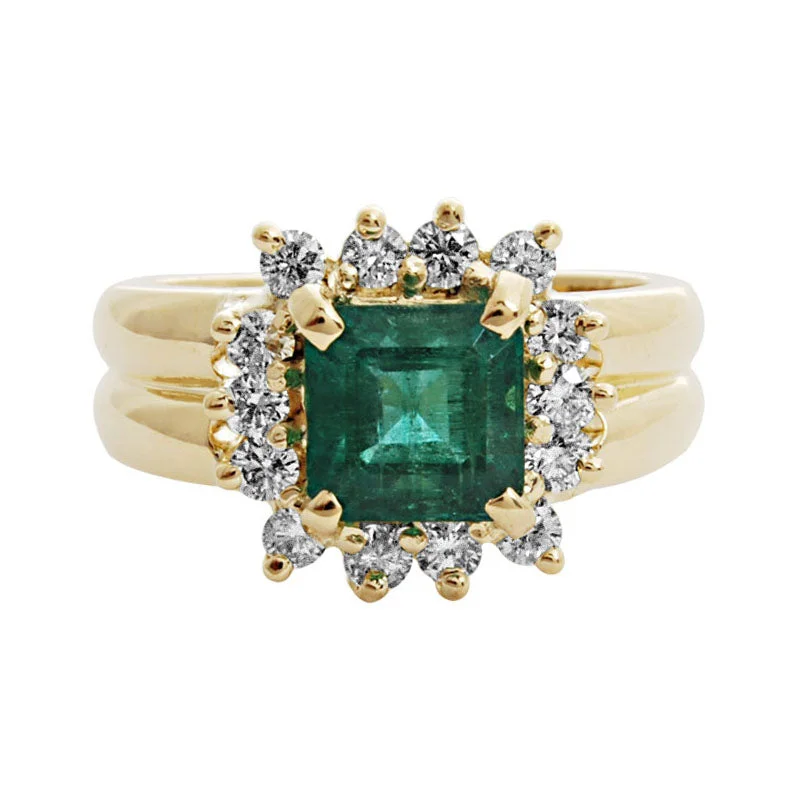 platinum rings with sapphires for engagement for men-Ring- Emerald And Diamond (1518L)