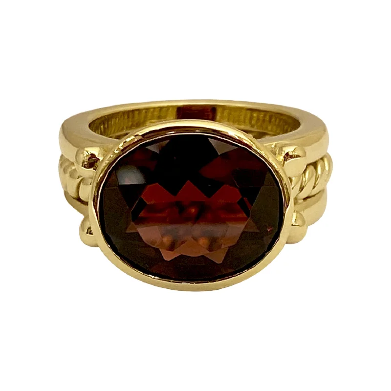 women’s rings with sapphires and emeralds for engagement-Ring - Garnet in 18K gold