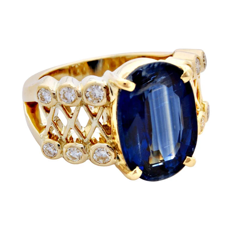 custom wedding rings with sapphires and rubies for wedding engagement-Ring- Kyanite And Diamond (1860C)